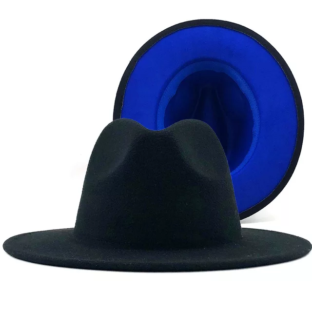 Black and Royal Blue Unisex Fedora Hat