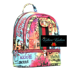 Load image into Gallery viewer, Queen Bee Graffiti Backpack Purse
