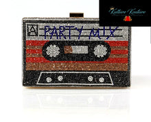 Load image into Gallery viewer, 80&#39;s Rock Mixed Tape Rhinestone Cassette Clutches with Removable Straps
