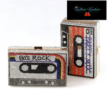 Load image into Gallery viewer, 80&#39;s Rock Mixed Tape Rhinestone Cassette Clutches with Removable Straps
