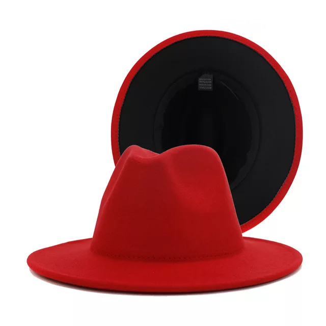 Red and Black Unisex Fedora Hat