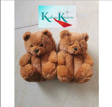 Load image into Gallery viewer, Brown Teddy Bear Slippers
