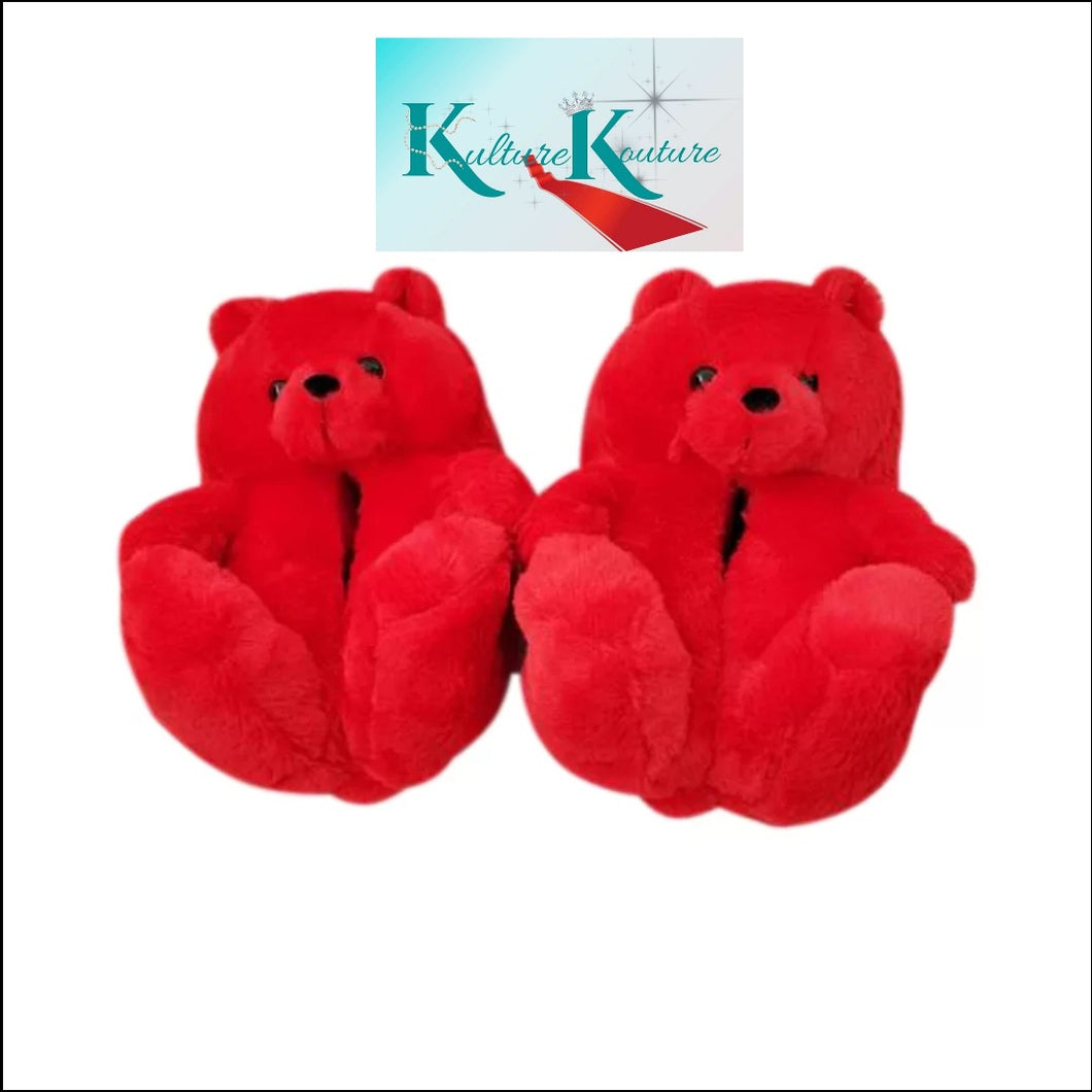 RED ROSE Teddy Bear Slippers