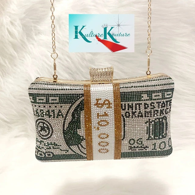 STUFFED MONEY BAG CLUTCHES 3 COLORS AVAILABLE