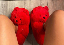 Load image into Gallery viewer, RED ROSE Teddy Bear Slippers
