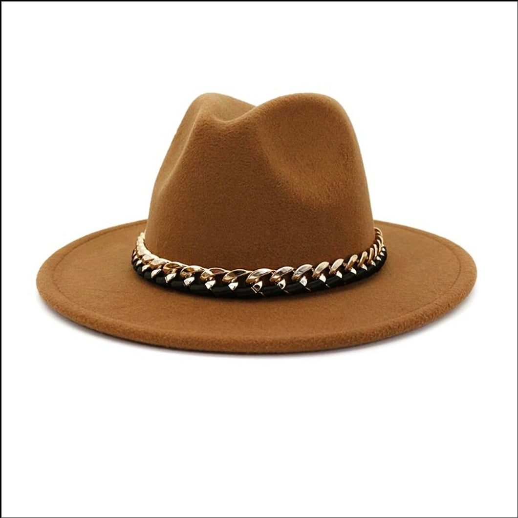 CAMEL Fedora Hat with Removable Chain