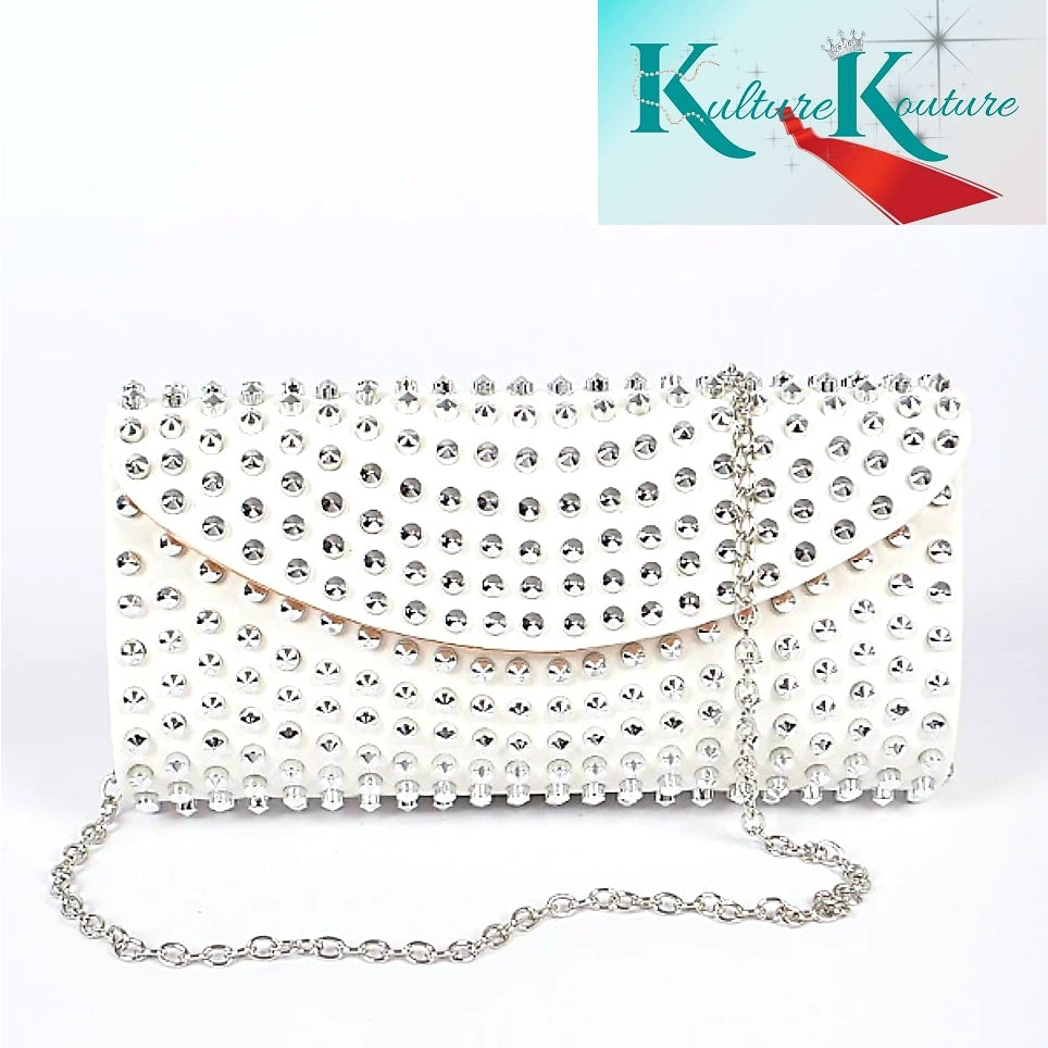 Studded Clutch BLACK & WHITE INSTOCK