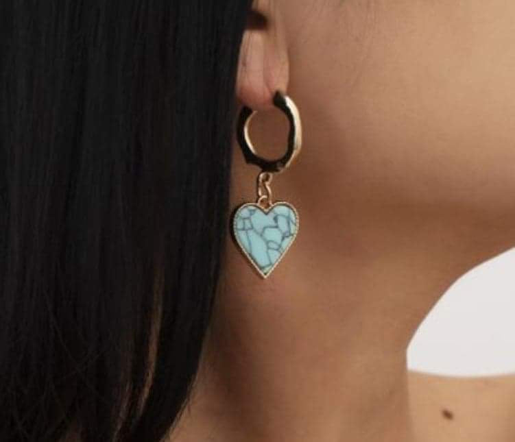 Teal Heart Earrings