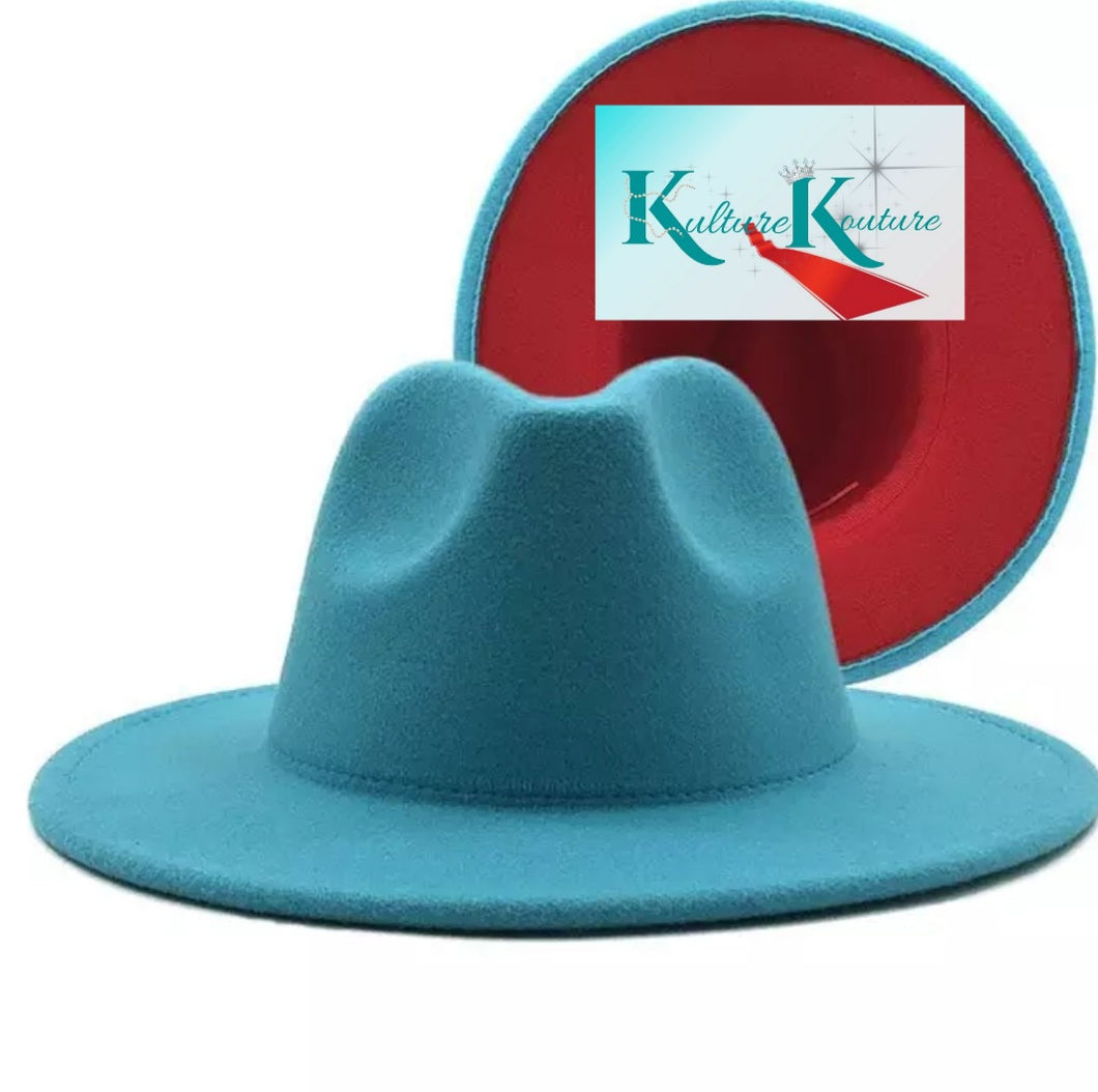 OCEAN AND RED UNISEX FEDORA HAT