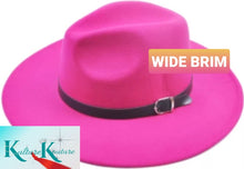 Cargar imagen en el visor de la galería, PRETTY IN PINK WIDE BRIM FEDORA HAT WITH BLACK BELT
