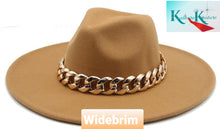 Cargar imagen en el visor de la galería, Khaki Wide Brim  Unisex Cuban Link Fedora Hat
