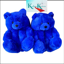 Load image into Gallery viewer, NIP BLUE TEDDY BEAR SLIPPERS
