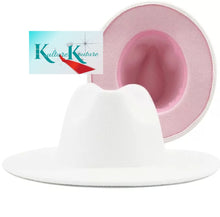 Cargar imagen en el visor de la galería, White and Rose Unisex Fedora Hat
