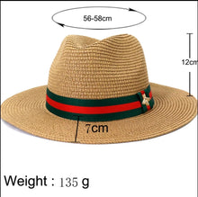 Cargar imagen en el visor de la galería, Navy Stripe Straw Fedora Hat
