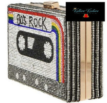 將圖片載入圖庫檢視器 80&#39;s Rock Mixed Tape Rhinestone Cassette Clutches with Removable Straps
