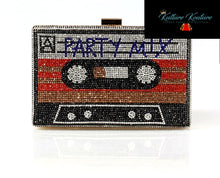 將圖片載入圖庫檢視器 80&#39;s Rock Mixed Tape Rhinestone Cassette Clutches with Removable Straps
