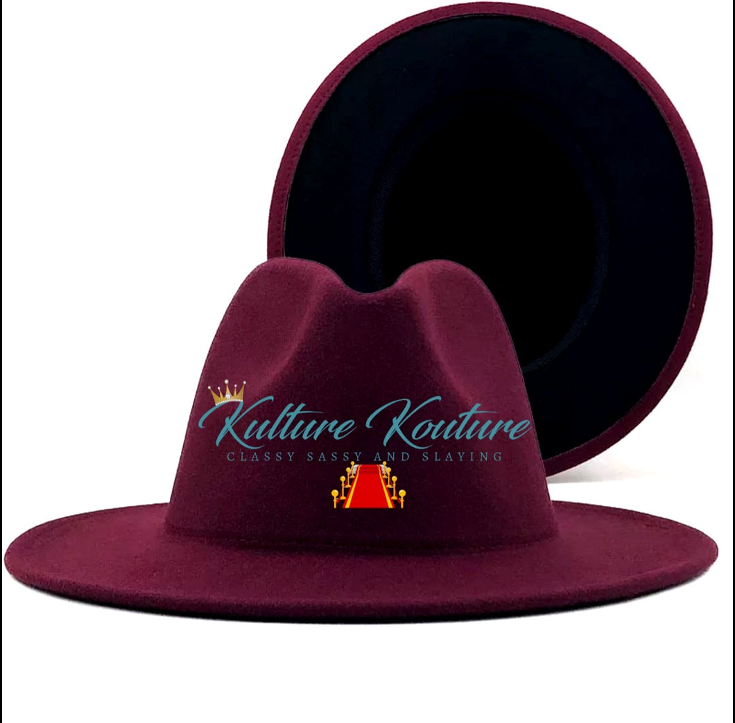 Maroon and Black bottom Unisex Fedora